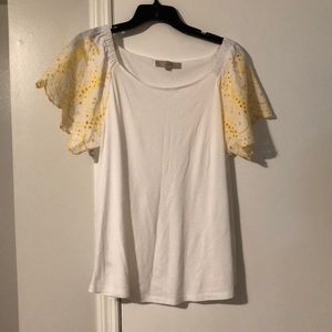 Loft lace flutter sleeve top